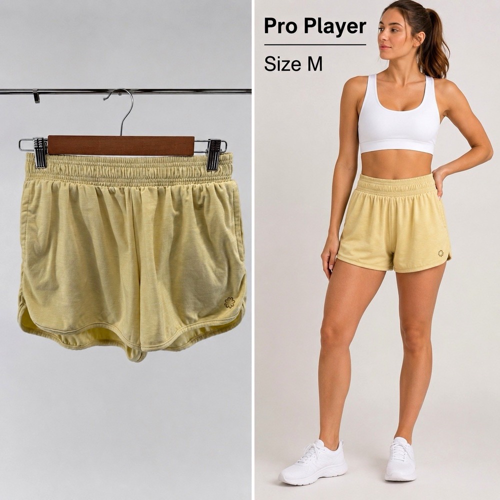 Pro Player Women's Athletic Shorts Size M Yellow Pull On Elastic Waist Running